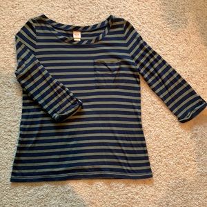Mossimo Supply Co Navy & Olive Green Striped Top